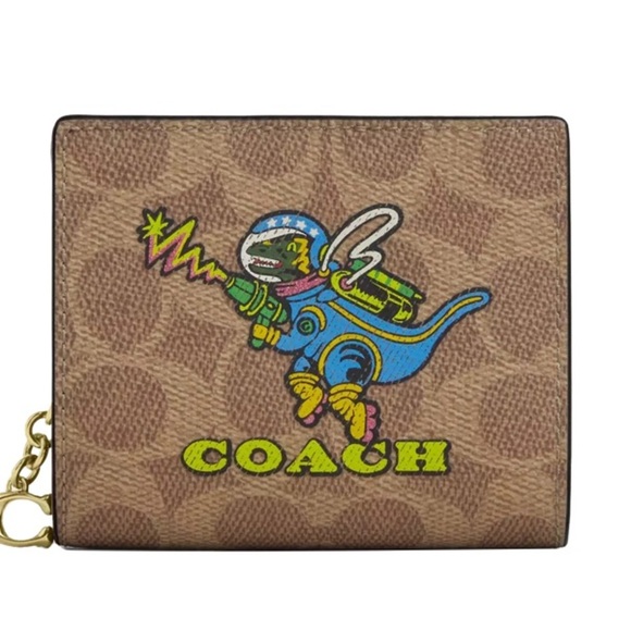 Coach Cosmic Coach Snap Wallet In Signature Canvas With Rexy Print in Tan - Picture 1 of 10